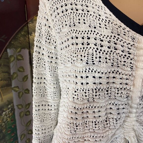 White Crochet Lace Long Sleeve Crop Top 2X NWOT - Picture 4 of 8